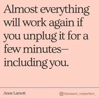 Frustration, overwhelm, exhaustion, procrastination, and inattention are all signs that you need a break. So often we shame ourselves for these experiences and try to push through them anyway. Resting is radical self-care in a world that wrongly teaches us that productivity is a reflection of self-worth. Although it’s counterintuitive, doing nothing is sometimes the most productive thing you can do. I know there’s a lot to do this time of year but please take some time to unplug. Image @present_notperfect_